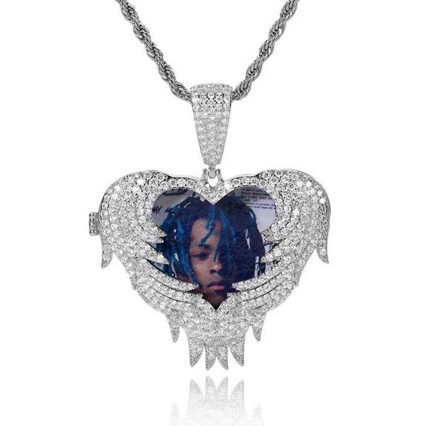 pendant necklaces personalized feather love flip po creative diy copper set zircon hip hop, Silver
pendant necklaces personalized feather love flip po creative diy copper set zircon hip hop, Silver