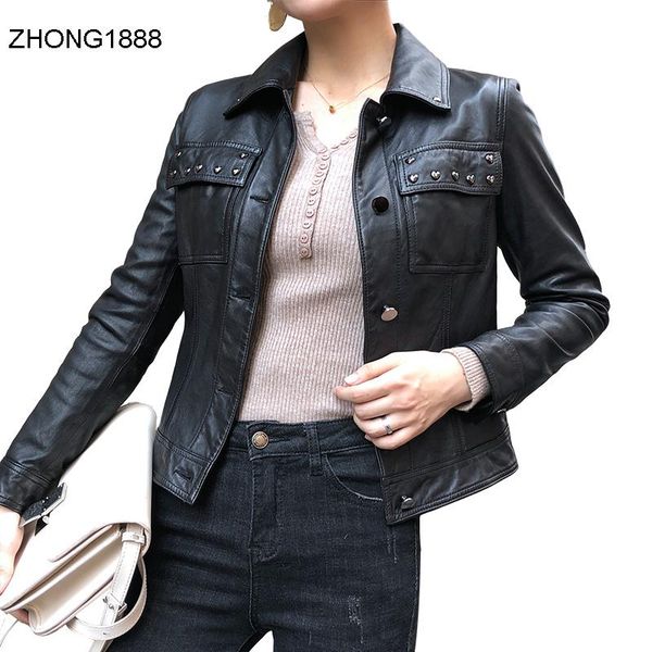 women's jackets haining spring and autumn small leather coat genuine short sheepskin motorcycle slim jacket, Black;brown
women's jackets haining spring and autumn small leather coat genuine short sheepskin motorcycle slim jacket, Black;brown