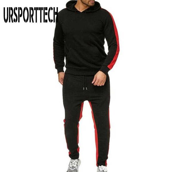 2 pieces sets tracksuit men sets autumn sportswear hooded sweatshirt +sweat pants male striped patchwork hoodies male track suit 210528, Gray
2 pieces sets tracksuit men sets autumn sportswear hooded sweatshirt +sweat pants male striped patchwork hoodies male track suit 210528, Gray