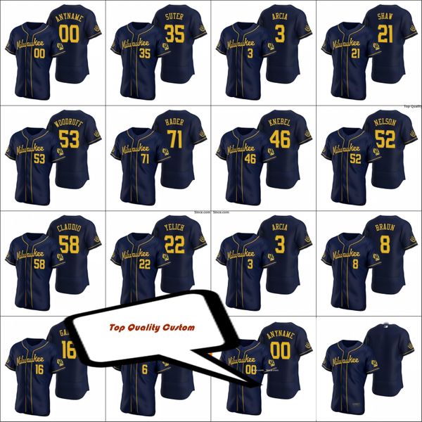 milwaukee #22 christian yelich 16 ben gamel 3 orlando arcia men women youth toddler custom navy s-6xl brewer flex base baseball jersey, Black
milwaukee #22 christian yelich 16 ben gamel 3 orlando arcia men women youth toddler custom navy s-6xl brewer flex base baseball jersey, Black