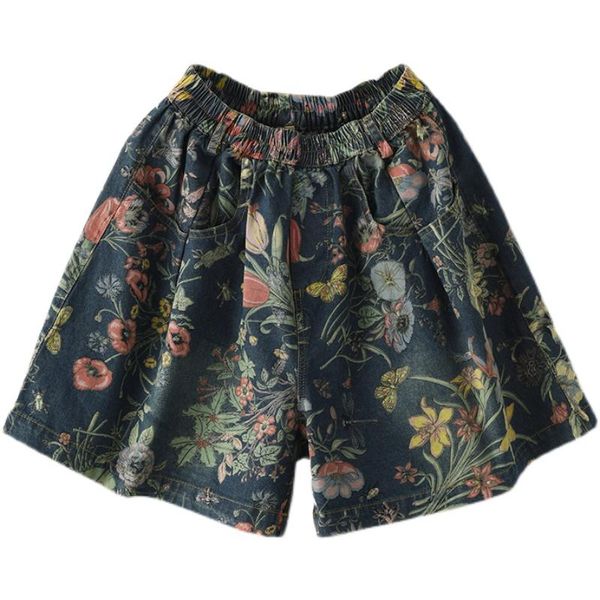 summer women wide leg jeans short female high waist vintage floral printed streetwear denim trousers plus size pants women's, Blue
summer women wide leg jeans short female high waist vintage floral printed streetwear denim trousers plus size pants women's, Blue