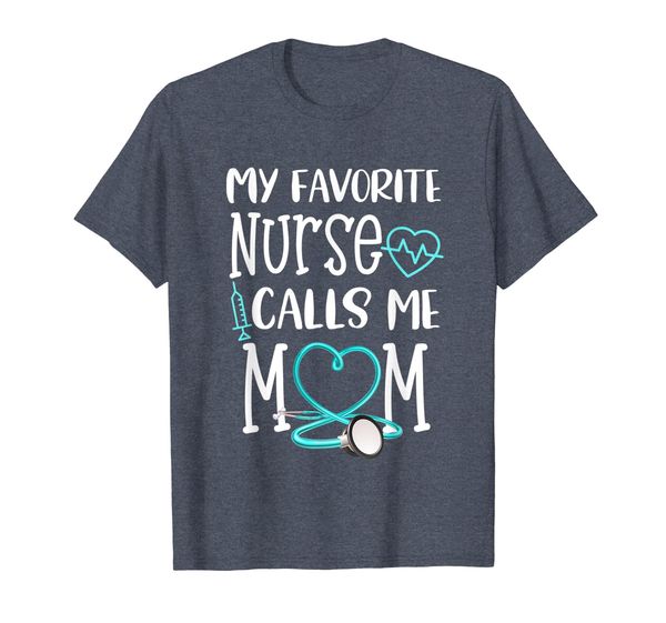 rn gift my favorite nurse calls me mom quote teal t-shirt, White;black