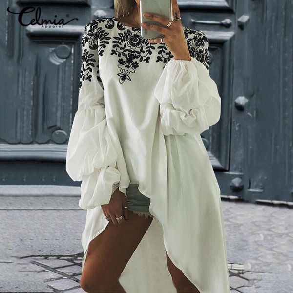 women's blouses & shirts women oversized asymmetrical casual loose celmia 2021 autumn lantern sleeve long hem vintage printed o-neck, White
women's blouses & shirts women oversized asymmetrical casual loose celmia 2021 autumn lantern sleeve long hem vintage printed o-neck, White
