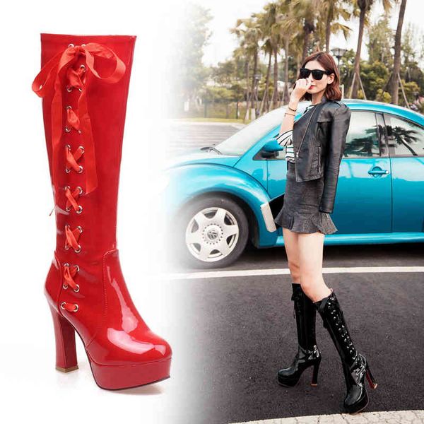 boots patent leather lace-up knee high women knight botas woman long boot winter super heels bottes femme chaussures1 zvtx, Black
boots patent leather lace-up knee high women knight botas woman long boot winter super heels bottes femme chaussures1 zvtx, Black