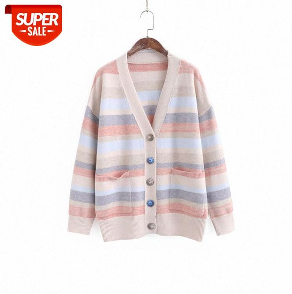 li zhiqi macaron color striped knit cardigan block sweater female korean sweet jacket 010887 #x96j, Black;gray
li zhiqi macaron color striped knit cardigan block sweater female korean sweet jacket 010887 #x96j, Black;gray