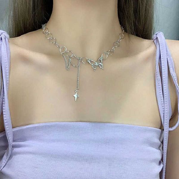 chains 2021 star butterfly pendant personalized neckchain women's fashion design cool wind niche stainless steel hip hop necklace, Silver
chains 2021 star butterfly pendant personalized neckchain women's fashion design cool wind niche stainless steel hip hop necklace, Silver