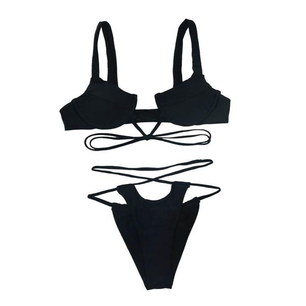 women's swimsuits bandeau bandage halter bikini set push-up brazilian swimwear beachwear female backless two-piece, White;black
women's swimsuits bandeau bandage halter bikini set push-up brazilian swimwear beachwear female backless two-piece, White;black