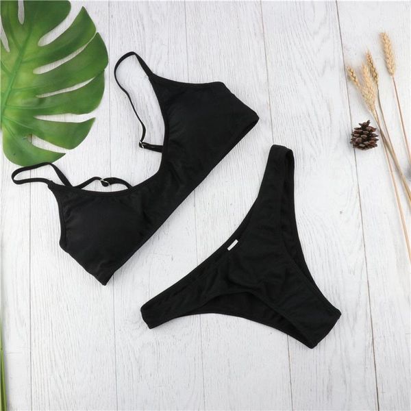 women's swimwear women bikini set solid two piece swimsuit ladies beachwear swimming suit for maillot de bain femme, White;black
women's swimwear women bikini set solid two piece swimsuit ladies beachwear swimming suit for maillot de bain femme, White;black