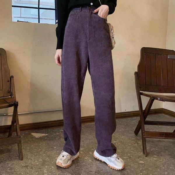 women spring corduroy long pants high waist loose straight trousers women's & capris, Black;white
women spring corduroy long pants high waist loose straight trousers women's & capris, Black;white