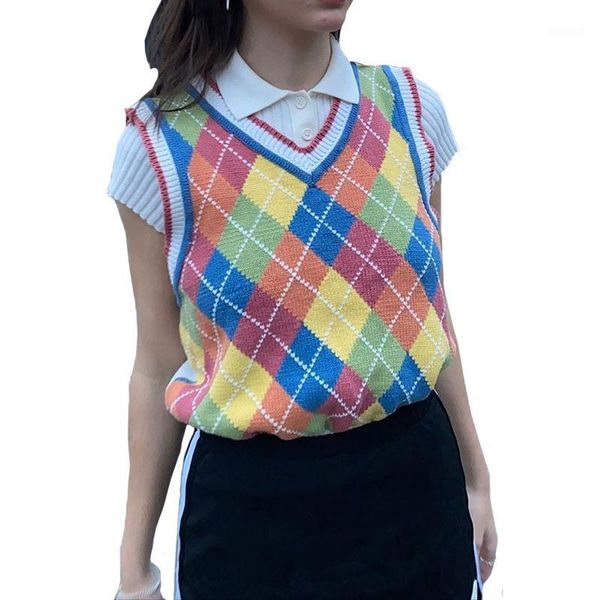 women's sweaters women's fashion argyle woman vest 2022 sleeveless loose knitted pullover autumn preppy style sweater plaid knitwe, White;black
women's sweaters women's fashion argyle woman vest 2022 sleeveless loose knitted pullover autumn preppy style sweater plaid knitwe, White;black