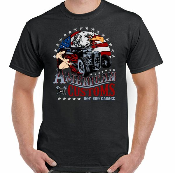 rod shirt american customs garage man flag eagle car motor, White;black 
rod shirt american customs garage man flag eagle car motor, White;black