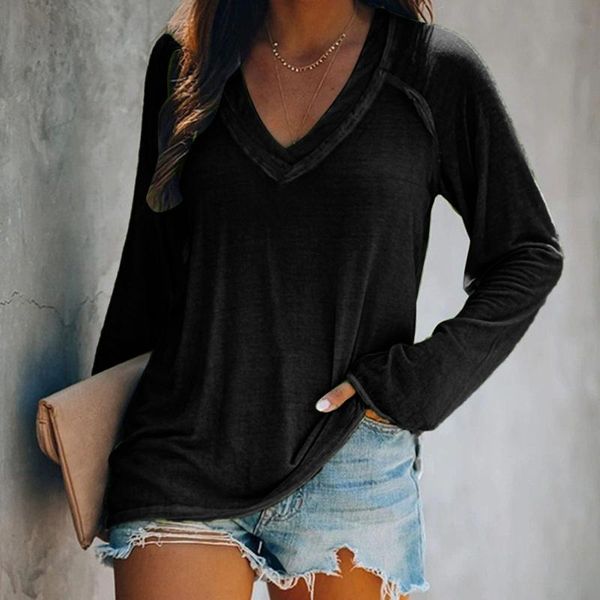women's t-shirt casual loose pure color women v-neck long sleeve t-shirts femme plus size autumn tees, White
women's t-shirt casual loose pure color women v-neck long sleeve t-shirts femme plus size autumn tees, White