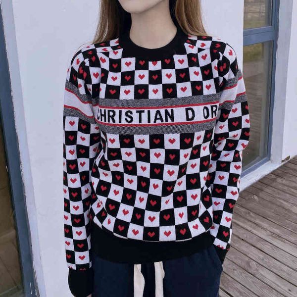 tanabata valentine's day checkerboard love wool pullover sweater women's fashion autumn and winter new sweater category clothing o, White;black
tanabata valentine's day checkerboard love wool pullover sweater women's fashion autumn and winter new sweater category clothing o, White;black