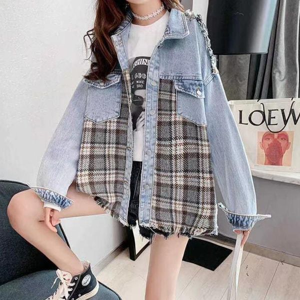 women's jackets women denim autumn 2021 design sense lattice splicing street cowboy coat loose vintage clothing short basic outwear, Black;brown
women's jackets women denim autumn 2021 design sense lattice splicing street cowboy coat loose vintage clothing short basic outwear, Black;brown