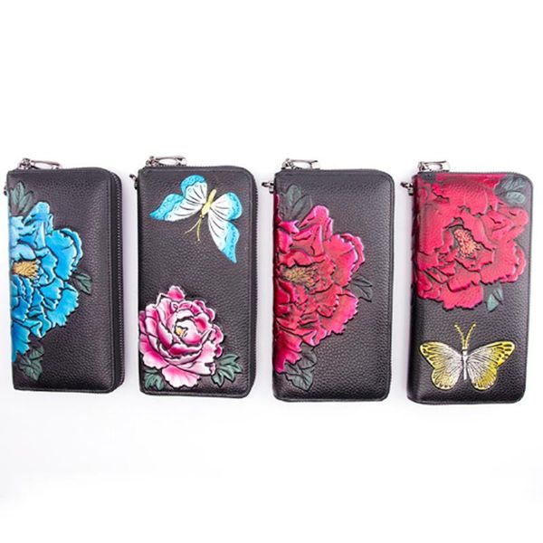 wallets fashion embossing butterfly/peony floral zipper long wallet for vintage genuine leather women designer clutch purse, Red;black
wallets fashion embossing butterfly/peony floral zipper long wallet for vintage genuine leather women designer clutch purse, Red;black