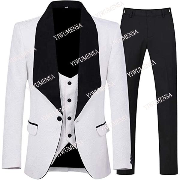 men's suits & blazers black peaked lapel jacquard groomsman tuxedos blazer masculino formal men wedding set 3 pieces jacket&vest&pants, White;black
men's suits & blazers black peaked lapel jacquard groomsman tuxedos blazer masculino formal men wedding set 3 pieces jacket&vest&pants, White;black