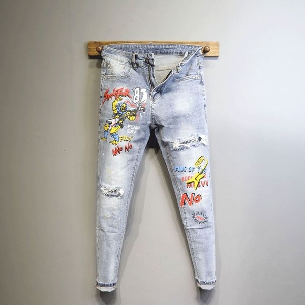 men's jeans mode vintage fine design hole pencils men's pants 2021 korean style pockets fashion card casual ankle length jeans y33, Blue
men's jeans mode vintage fine design hole pencils men's pants 2021 korean style pockets fashion card casual ankle length jeans y33, Blue