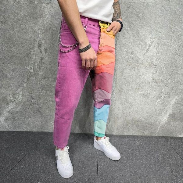 

men's clothing pants autumn printed loose casual trousers black red gray purple pant, Blue