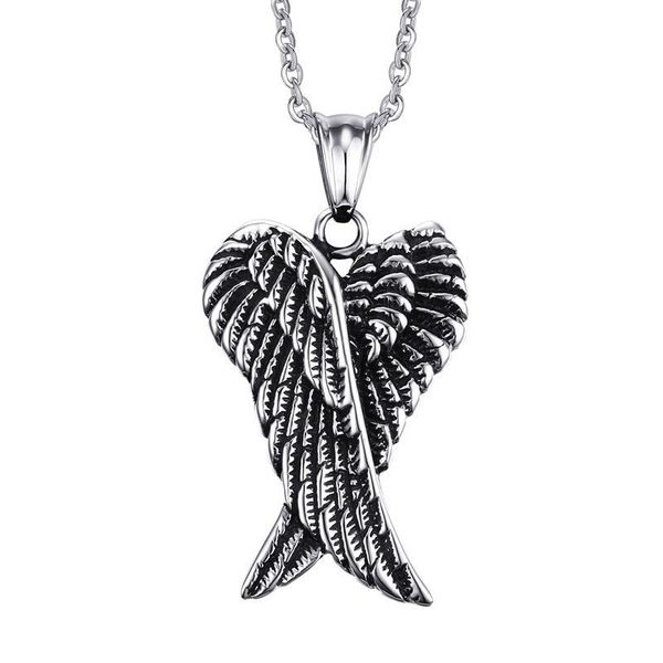 pendant necklaces vintage fashion men's jewelry necklace stainless steel tone angel wing rock accessories, Silver
pendant necklaces vintage fashion men's jewelry necklace stainless steel tone angel wing rock accessories, Silver