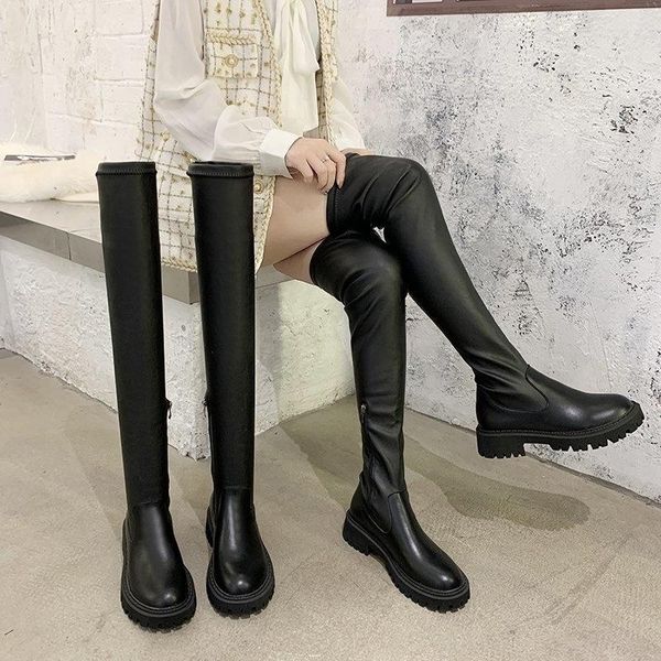 dress shoes women's boots over the knee show thin 2021 autumn and winter korean high tube thick soled soft leather, Black
dress shoes women's boots over the knee show thin 2021 autumn and winter korean high tube thick soled soft leather, Black