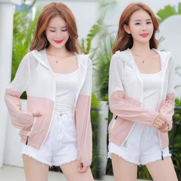 women's jackets fashion hooded spring 2021 summer sunscreen clothing white pink color matching zipper female coat all-match, Black;brown
women's jackets fashion hooded spring 2021 summer sunscreen clothing white pink color matching zipper female coat all-match, Black;brown