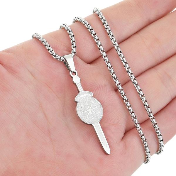 pendant necklaces viking sword shaped necklace for women men stainless steel cross northern europe amulet charm chain choker jewelry gift, Silver
pendant necklaces viking sword shaped necklace for women men stainless steel cross northern europe amulet charm chain choker jewelry gift, Silver