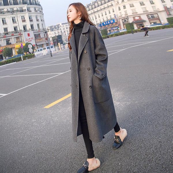 women's wool & blends double breasted long coat for women autumn winter ladies sleeve elegant outerwear overcoat jacket vintage korea s, Black
women's wool & blends double breasted long coat for women autumn winter ladies sleeve elegant outerwear overcoat jacket vintage korea s, Black