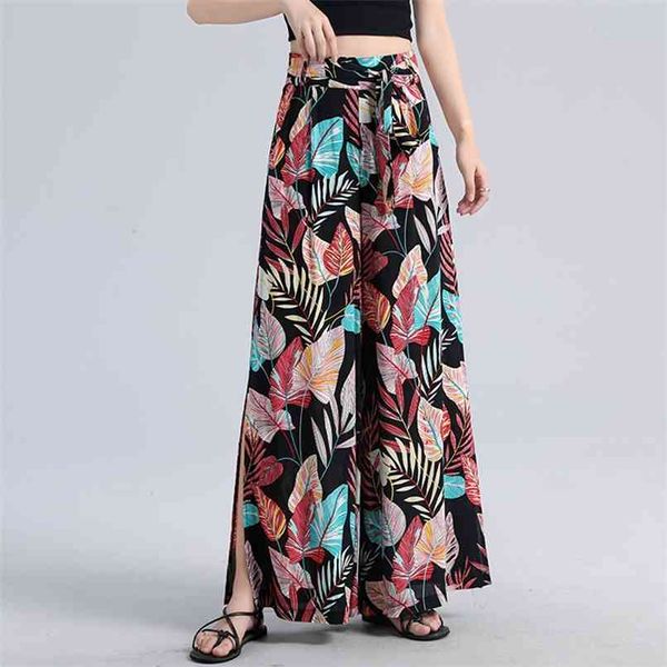 s-4xl large size women's trousers printed floral wide leg casual pants elastic waist lace-up slits plus 210601, Black;white
s-4xl large size women's trousers printed floral wide leg casual pants elastic waist lace-up slits plus 210601, Black;white