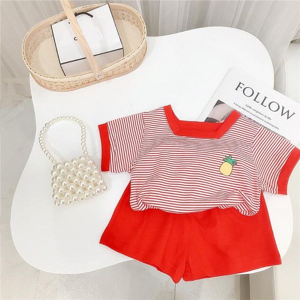 clothing sets summer short sleeve striped fruit t-shirt + casual loose pants cotton sports children's girls kids 2pcs suits, White
clothing sets summer short sleeve striped fruit t-shirt + casual loose pants cotton sports children's girls kids 2pcs suits, White