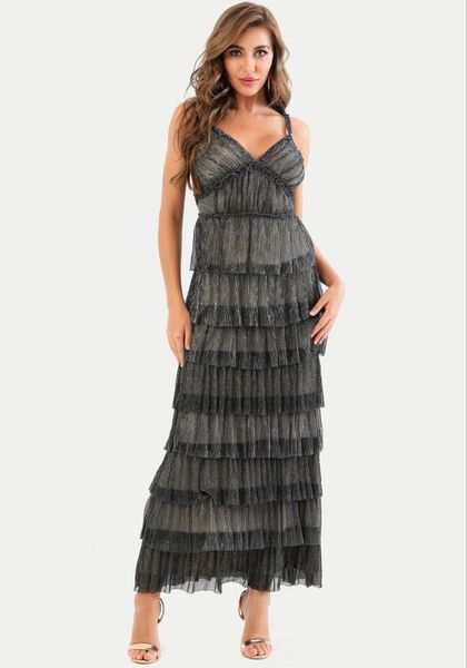 casual dresses luxury v neck sleeveless ruffles ankle length women winter dress 2021 designer elegant evening party club vestido, Black;gray
casual dresses luxury v neck sleeveless ruffles ankle length women winter dress 2021 designer elegant evening party club vestido, Black;gray