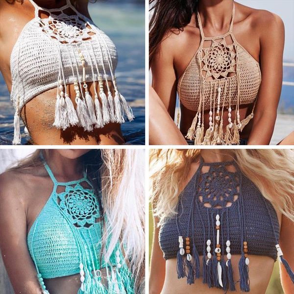 tassel crochet knitted halter slim women swimwear bikini bohemia handmade cotton cover top, White;black
tassel crochet knitted halter slim women swimwear bikini bohemia handmade cotton cover top, White;black