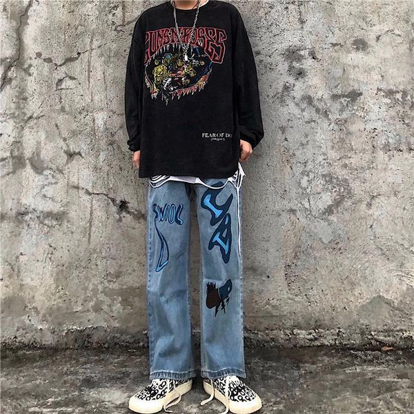 summer casual jeans woman long trousers cowboy female loose streetwear hit color graffiti pants 9062 women's, Blue
summer casual jeans woman long trousers cowboy female loose streetwear hit color graffiti pants 9062 women's, Blue