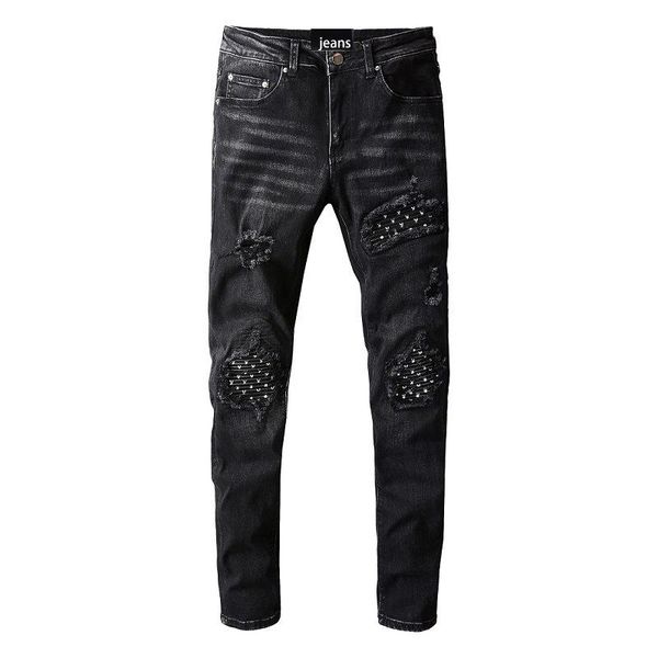 men's jeans oversized black slim-fit trousers casual stitching punk high street style fashion small feet autumn/winter, Blue
men's jeans oversized black slim-fit trousers casual stitching punk high street style fashion small feet autumn/winter, Blue
