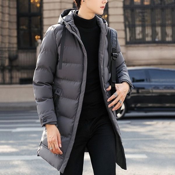 mens winter casual long down jackets coat man fashion pike plus size 4xl men thick windbreaker, Black