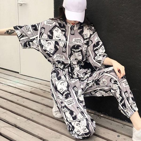 cartoon printed harajuku 2pcs set women tracksuits short sleeves t shirt long joggers summer korean lady suit hip hop, Gray
cartoon printed harajuku 2pcs set women tracksuits short sleeves t shirt long joggers summer korean lady suit hip hop, Gray