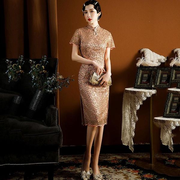 ethnic clothing lady elegant flower lace cheongsam mid length qipao beaded mandarin collar chinese dresses vintage evening party vestid, Red
ethnic clothing lady elegant flower lace cheongsam mid length qipao beaded mandarin collar chinese dresses vintage evening party vestid, Red