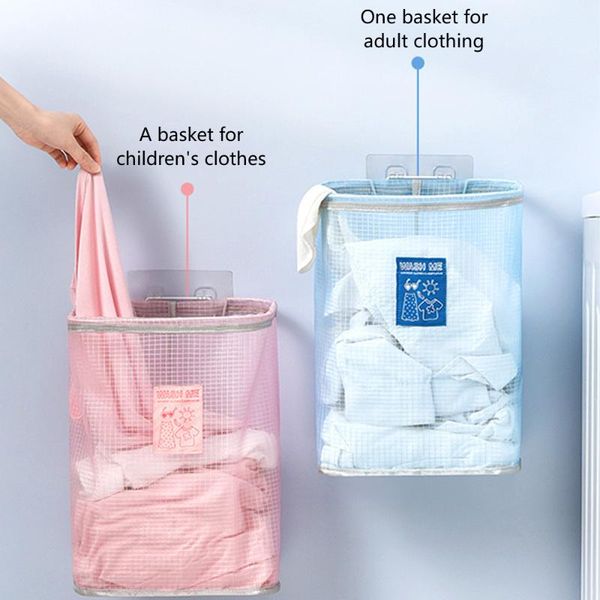 laundry bags hamper wall mounted foldable breathable mesh home organizer dirty clothes basket for bathroom storage
laundry bags hamper wall mounted foldable breathable mesh home organizer dirty clothes basket for bathroom storage