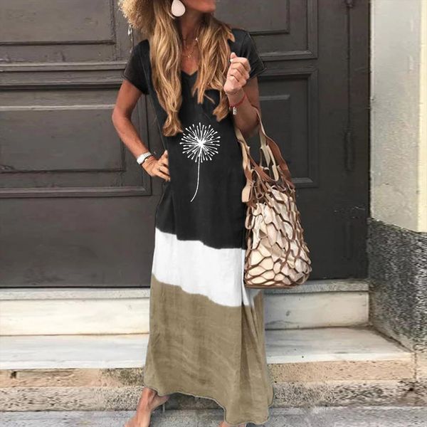 shirt plus size dandelion women dress printing block loose v neck short sleeve maxi long casual beach holiday, Black;gray
shirt plus size dandelion women dress printing block loose v neck short sleeve maxi long casual beach holiday, Black;gray
