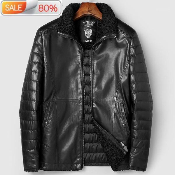 men's leather & faux 2021 genuine men autumn winter goatskin down jacket casual coat veste cuir homme a1c96122 b22446, Black
men's leather & faux 2021 genuine men autumn winter goatskin down jacket casual coat veste cuir homme a1c96122 b22446, Black