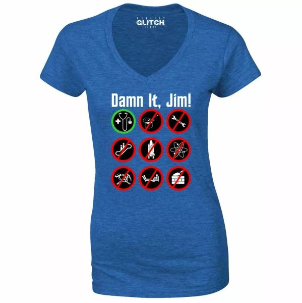 Damn It Jim Women's V-Neck T-Shirt Star Trek Science Fiction Space Ship, White;black
Damn It Jim Women's V-Neck T-Shirt Star Trek Science Fiction Space Ship, White;black