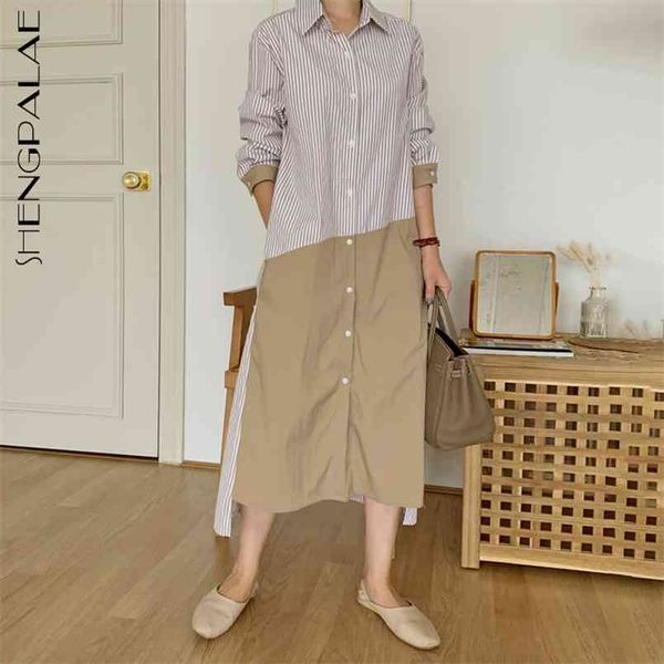 striped patchwork shirt dress women's summer lapel loose single breasted long sleeve mid-calf dresses 5e364 210427, Black;gray
striped patchwork shirt dress women's summer lapel loose single breasted long sleeve mid-calf dresses 5e364 210427, Black;gray