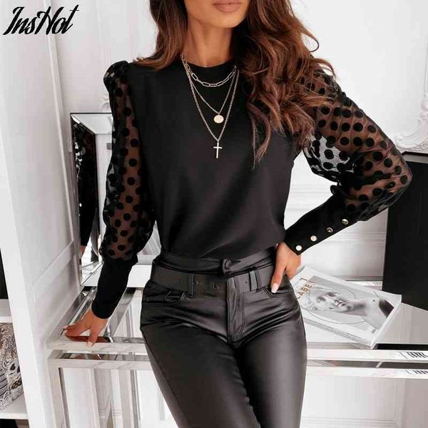 women elegant dot lace patchwork blouse shirt autumn see-through mesh long sleeve pullover office lady button solid blusa 210514, White
women elegant dot lace patchwork blouse shirt autumn see-through mesh long sleeve pullover office lady button solid blusa 210514, White
