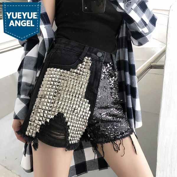 high street womens rivet denim shorts rock hip hop sequins fashion casual ripped short jeans waist black female women's, Blue
high street womens rivet denim shorts rock hip hop sequins fashion casual ripped short jeans waist black female women's, Blue