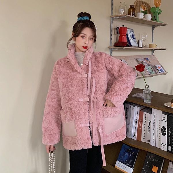 women's fur & faux lucyever sweet style pink coat women 2021 winter warm patchwork pu stand collar furry coats korean jackets, Black
women's fur & faux lucyever sweet style pink coat women 2021 winter warm patchwork pu stand collar furry coats korean jackets, Black