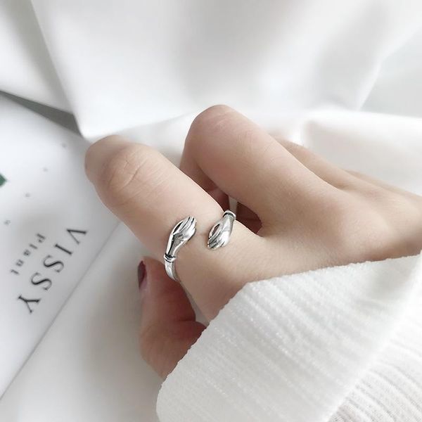 cluster rings real 925 sterling silver vintage hands hugging ring cute open adjustable for women men j0066, Golden;silver
cluster rings real 925 sterling silver vintage hands hugging ring cute open adjustable for women men j0066, Golden;silver