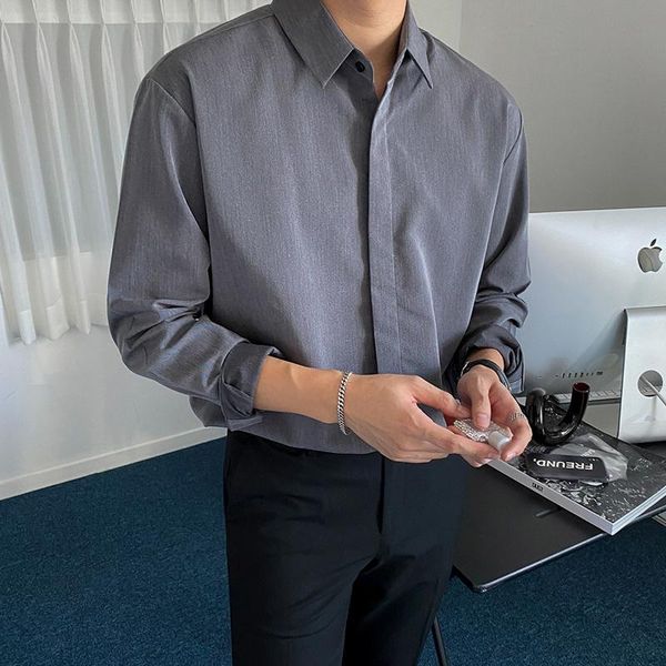 men's casual shirts 2021 autumn turn-down collar long sleeve gray shirt for men all-match loose japan style clothing, White;black
men's casual shirts 2021 autumn turn-down collar long sleeve gray shirt for men all-match loose japan style clothing, White;black