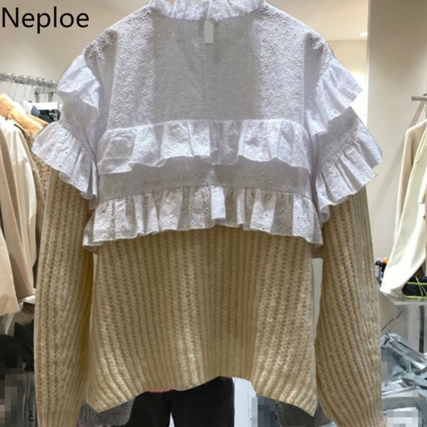 neploe patchwork fake two sweaters women temperament ruffles knitted cropped pullovers chic jumper fall clothes 4g022 210422, White;black
neploe patchwork fake two sweaters women temperament ruffles knitted cropped pullovers chic jumper fall clothes 4g022 210422, White;black