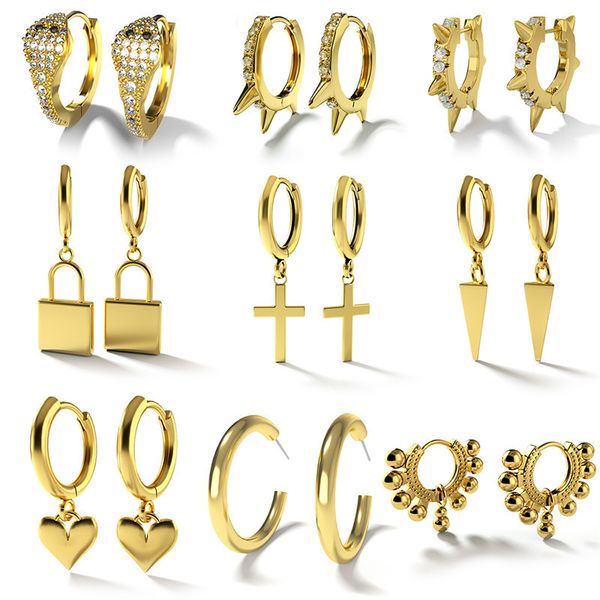18k gold huggie hoop earrings fashion cross moon star cz zircon small circle dangle earring for women fine jewelry, Golden;silver
18k gold huggie hoop earrings fashion cross moon star cz zircon small circle dangle earring for women fine jewelry, Golden;silver