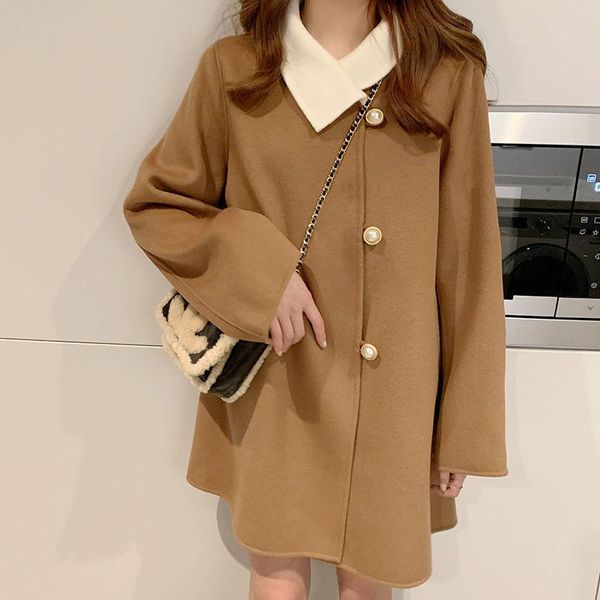 women's wool & blends hstar coat mid-length 2021 style autumn and winter small loose scarf collar cloak woolen abrigos para mujer, Black
women's wool & blends hstar coat mid-length 2021 style autumn and winter small loose scarf collar cloak woolen abrigos para mujer, Black