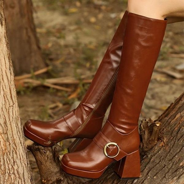 boots autumn winter elegant lady's knee high buckle square toe block heel shoes women zipper big size 43, Black
boots autumn winter elegant lady's knee high buckle square toe block heel shoes women zipper big size 43, Black